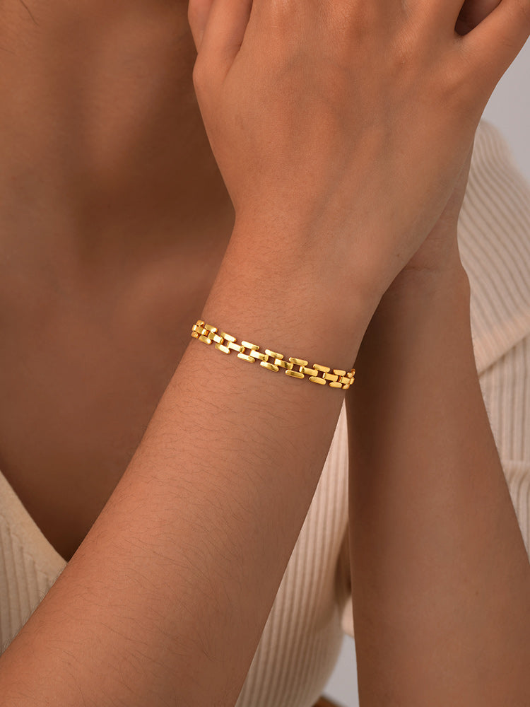 PVD Coated Real Gold Plated 18K Stainless Steel Bracelet.