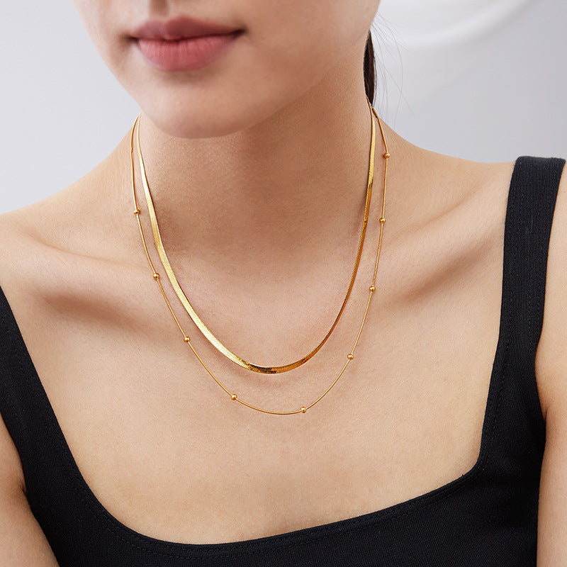 Fashion U Shape Titanium Steel Plating Layered Necklaces