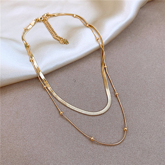 Fashion U Shape Titanium Steel Plating Layered Necklaces