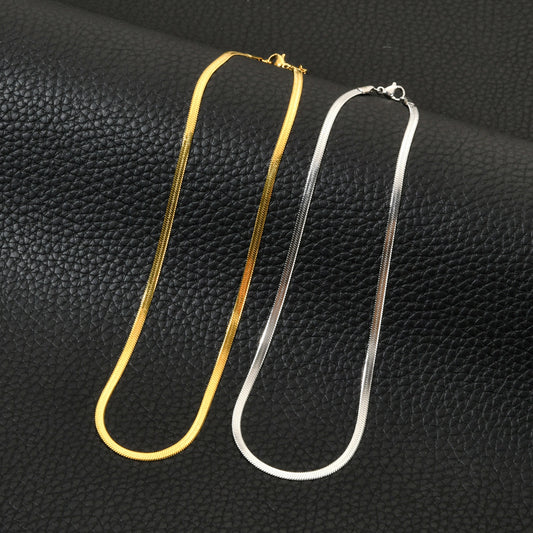 Simple Style Geometric Stainless Steel Plating Necklace-Snake Chain