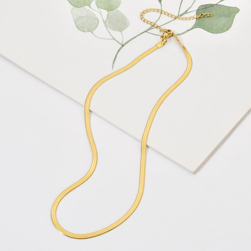 Simple Style Geometric Stainless Steel Plating Necklace-Snake Chain