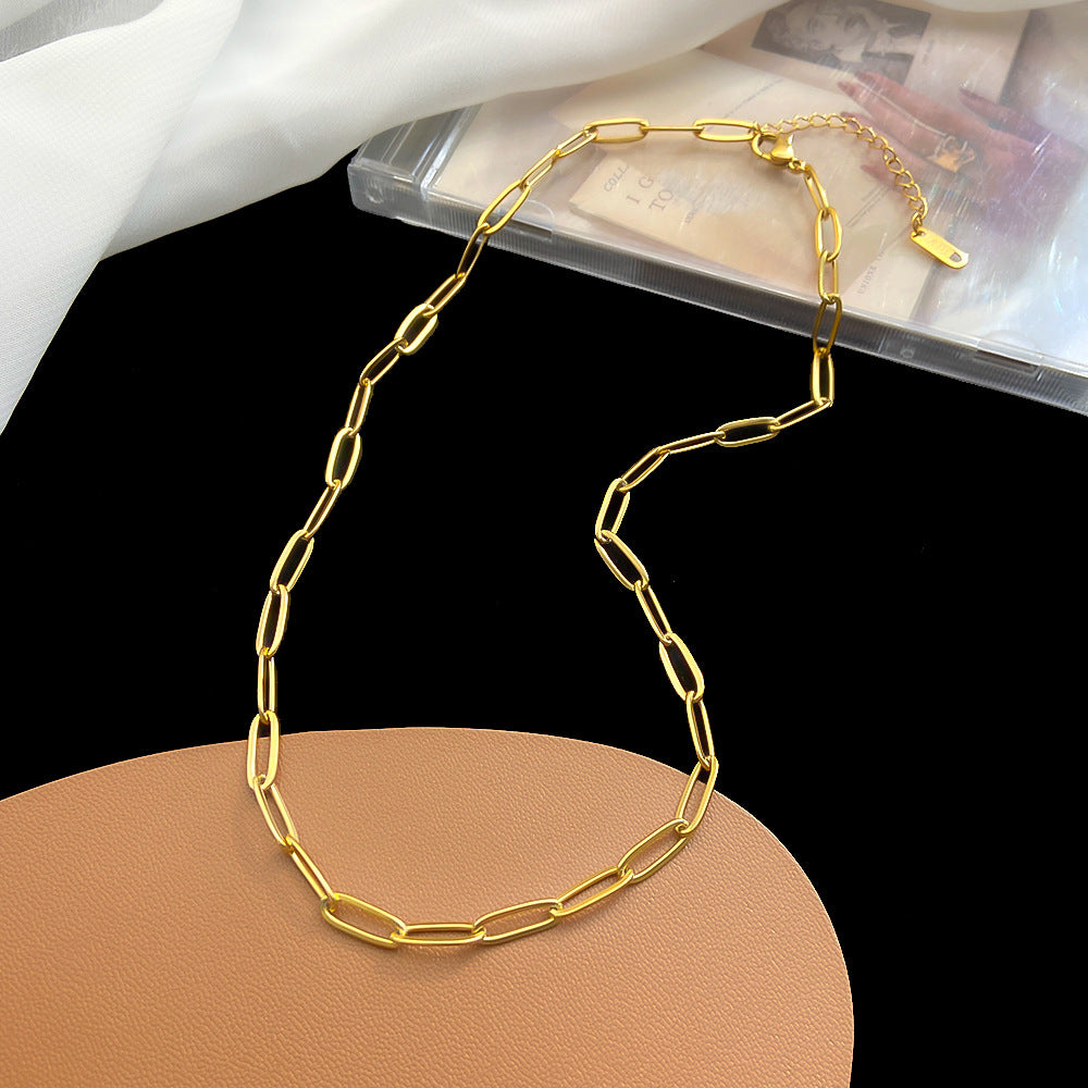 PVD Coated Real Gold Plated 18K 304 Stainless Steel Vintage Style Waterproof Non Tarnish Necklace & Bracelet Set.