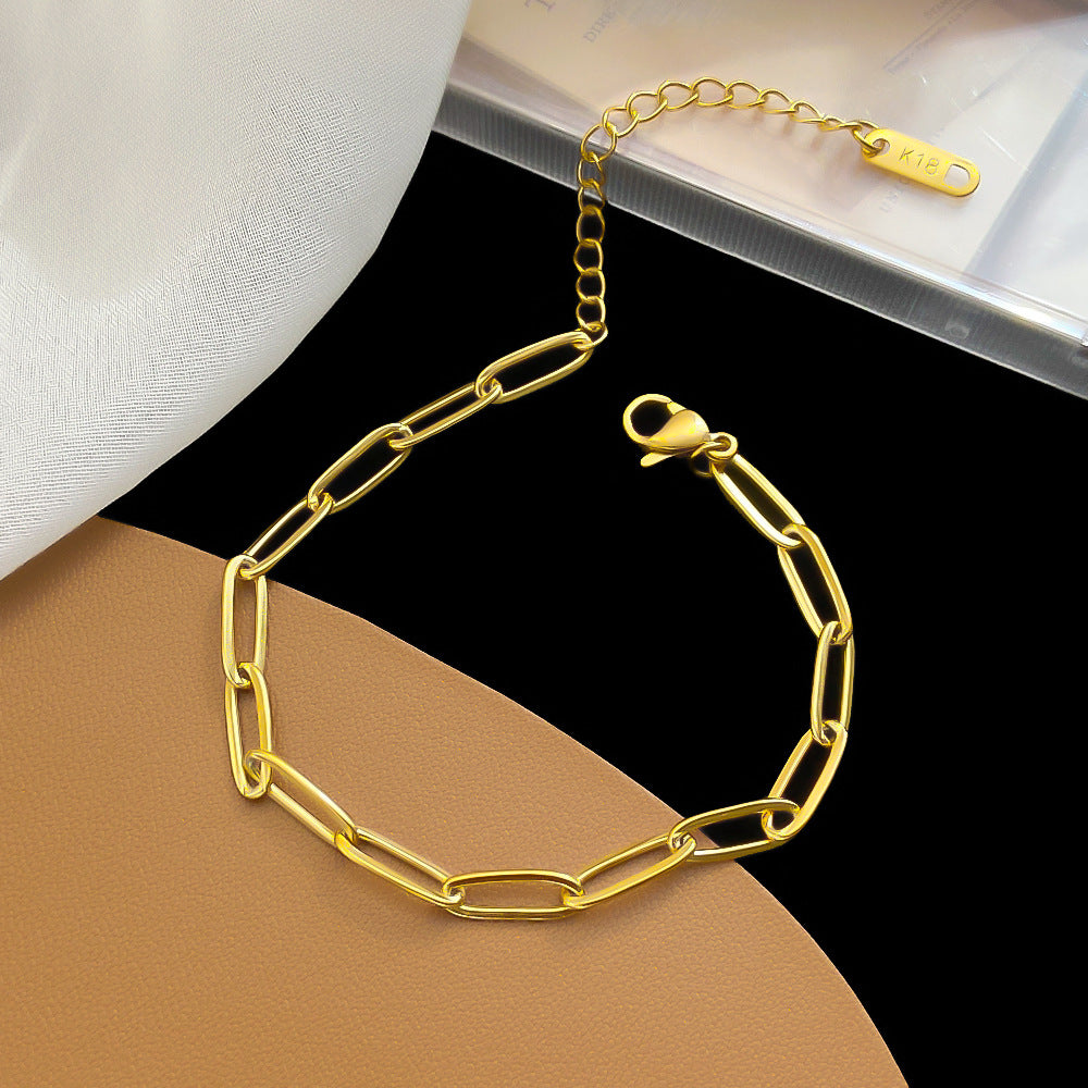 PVD Coated Real Gold Plated 18K 304 Stainless Steel Vintage Style Waterproof Non Tarnish Necklace & Bracelet Set.