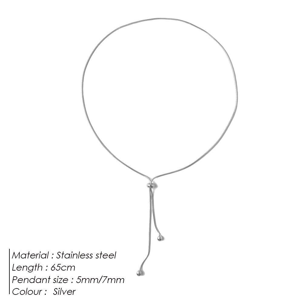 PVD Coated Real Gold Plated Solid Color Stainless Steel Waterproof Non Tarnish Long Necklace