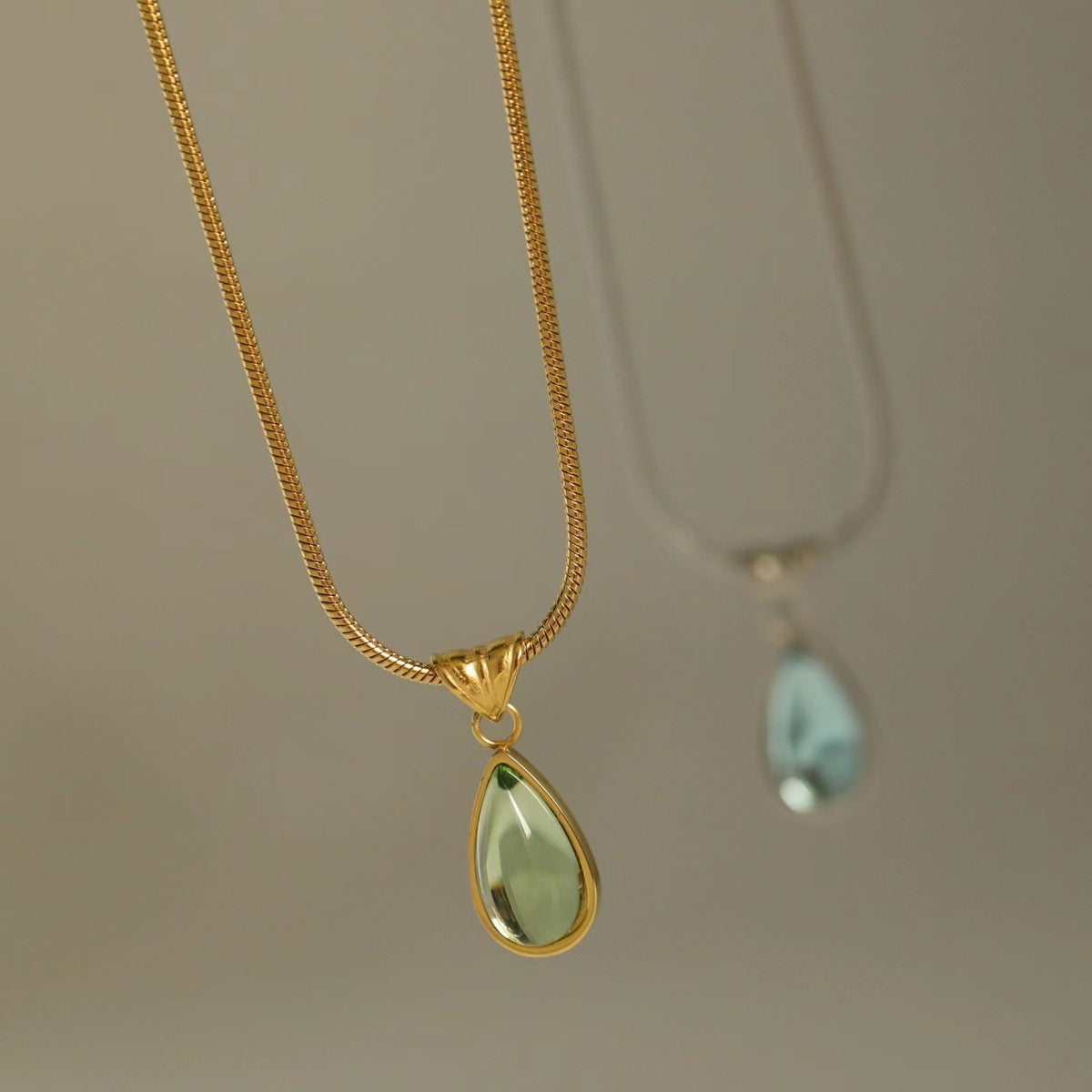 Water Droplets 304 Stainless Steel 18K Gold Plated PVD Coated Plating Snake Chain Necklace