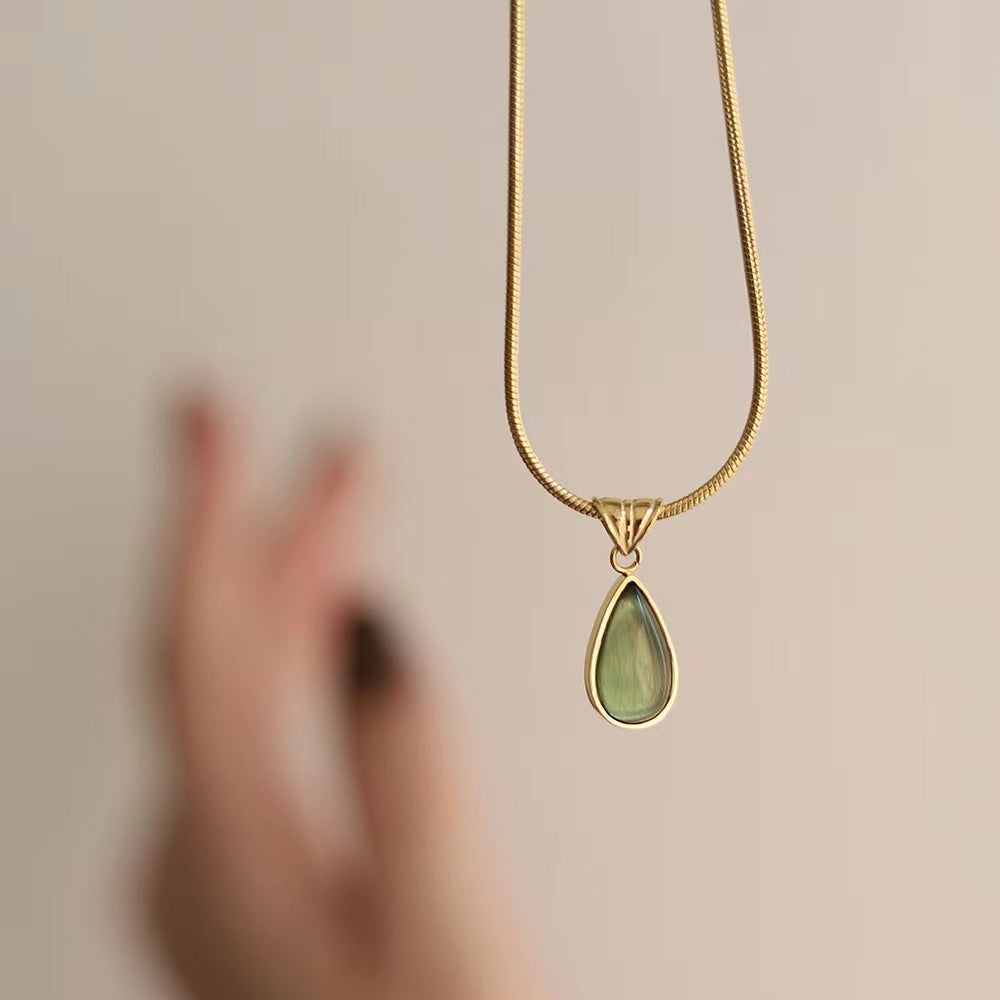 Water Droplets 304 Stainless Steel 18K Gold Plated PVD Coated Plating Snake Chain Necklace