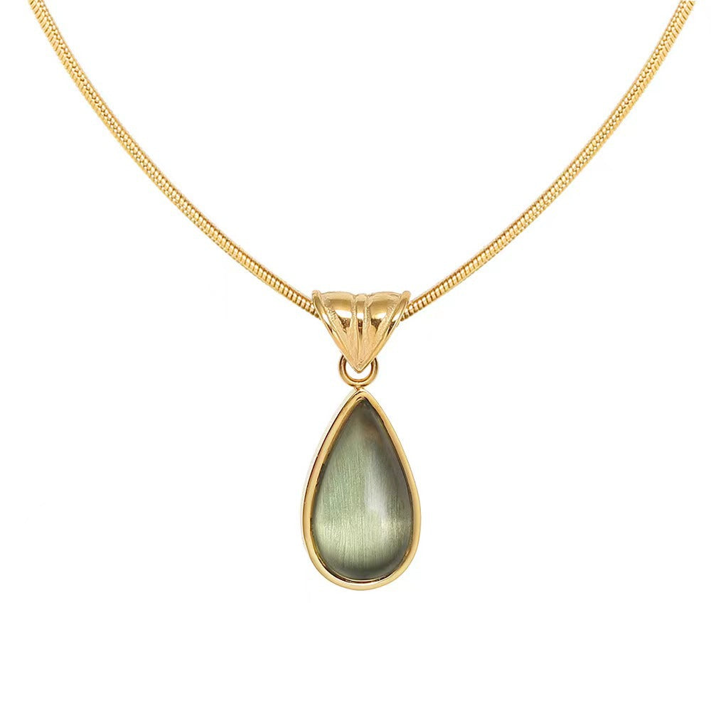 Water Droplets 304 Stainless Steel 18K Gold Plated PVD Coated Plating Snake Chain Necklace