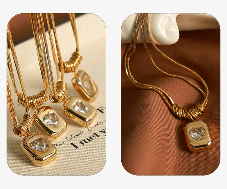 PVD Coated 18K Gold Plated  304 Stainless Steel Vintage Style  Waterproof Non Tarnish Pendant Necklace