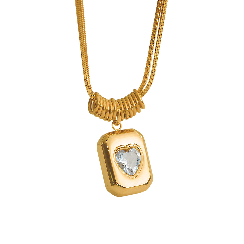 PVD Coated 18K Gold Plated  304 Stainless Steel Vintage Style  Waterproof Non Tarnish Pendant Necklace
