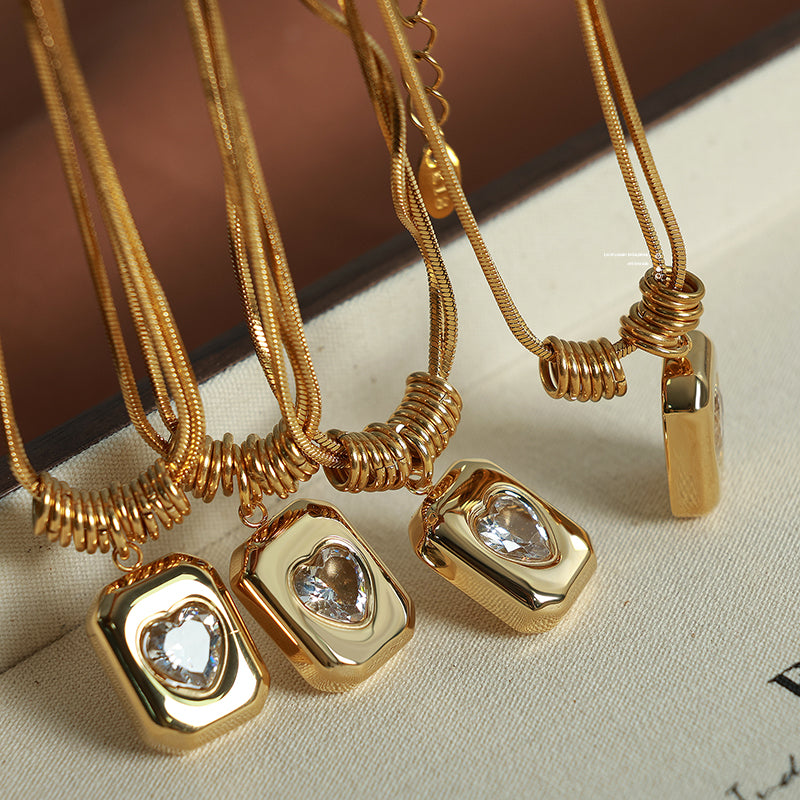 PVD Coated 18K Gold Plated  304 Stainless Steel Vintage Style  Waterproof Non Tarnish Pendant Necklace
