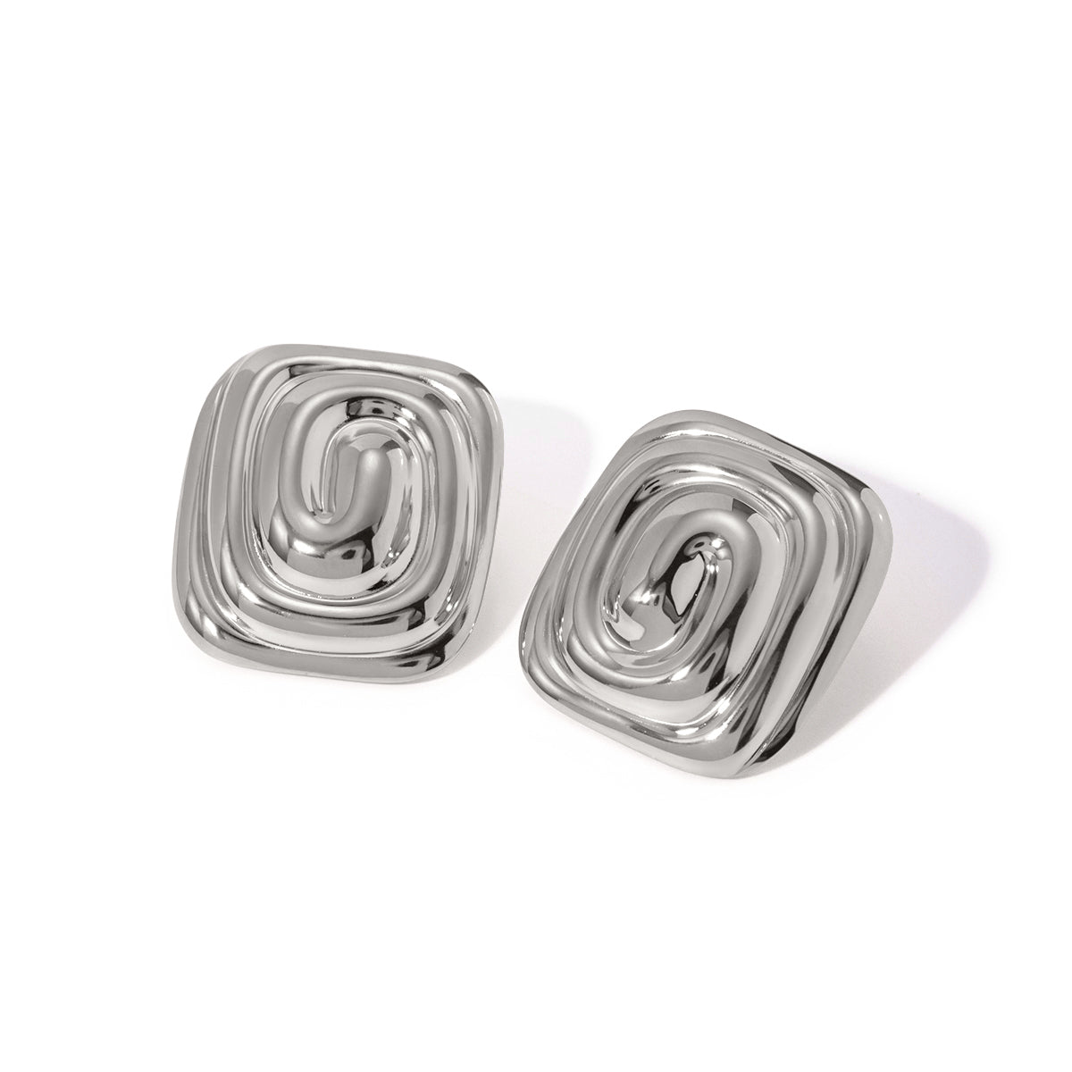 PVD Coated Real Gold Plated 18K Irregular Spiral 304 Stainless Steel IG Style Modern Classic Waterproof Non Tarnish Ear Studs