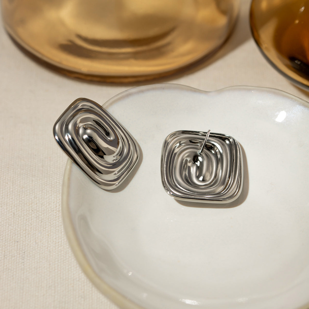 PVD Coated Real Gold Plated 18K Irregular Spiral 304 Stainless Steel IG Style Modern Classic Waterproof Non Tarnish Ear Studs