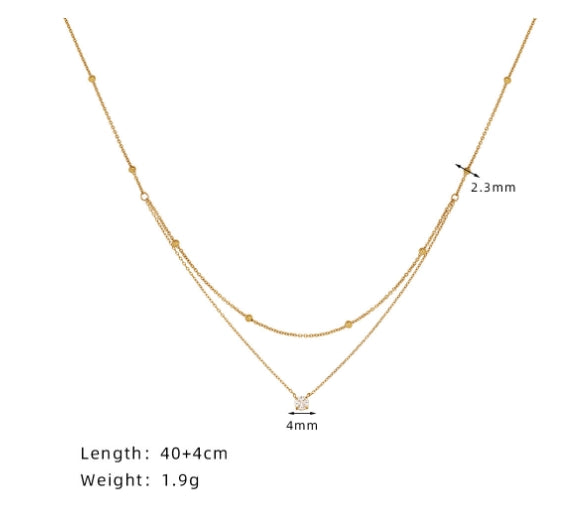 on Plating (IP) Real Gold Plated Round 304 Stainless Steel Waterproof Non Tarnish  Double Layer Necklace