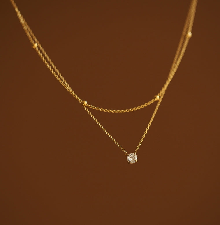 on Plating (IP) Real Gold Plated Round 304 Stainless Steel Waterproof Non Tarnish  Double Layer Necklace