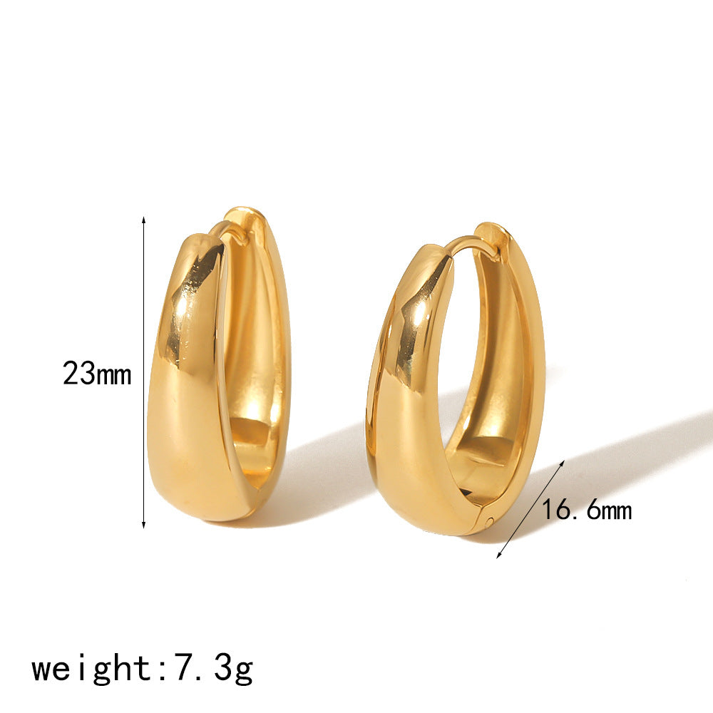 1 Pair Basic French Style  U Shape 304 Stainless Steel 14K Gold Plated Earrings