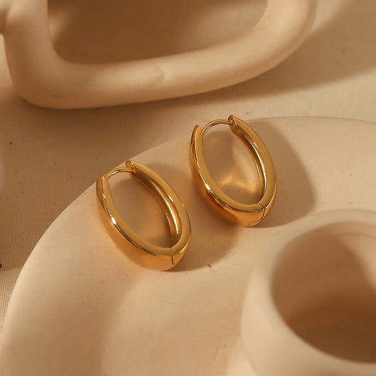 1 Pair Basic French Style  U Shape 304 Stainless Steel 14K Gold Plated Earrings