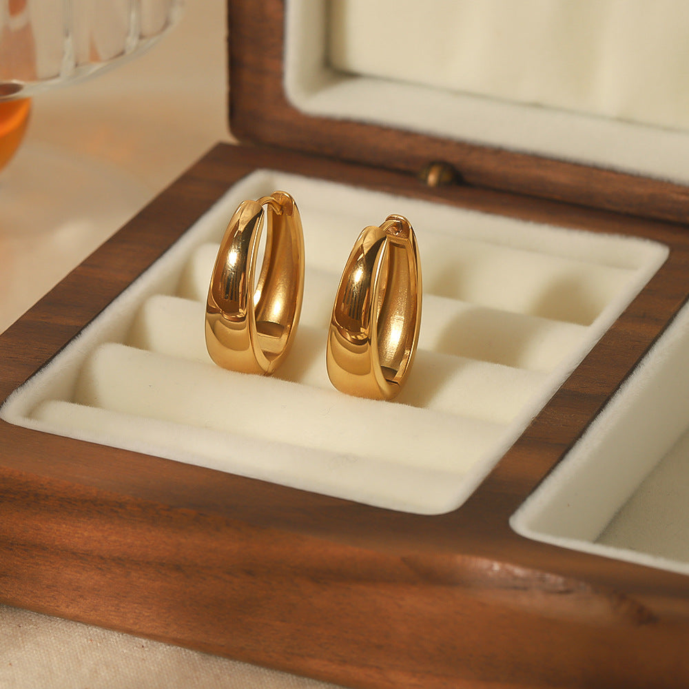 1 Pair Basic French Style  U Shape 304 Stainless Steel 14K Gold Plated Earrings