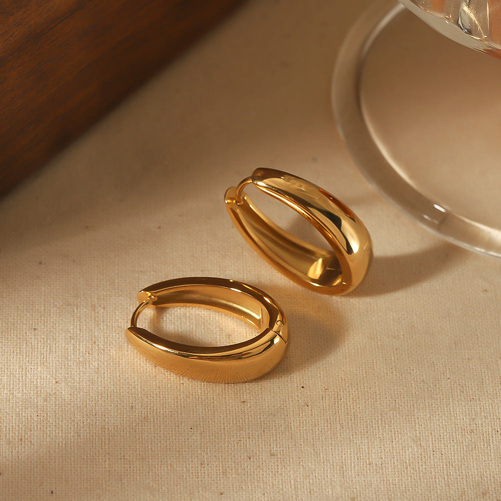 1 Pair Basic French Style  U Shape 304 Stainless Steel 14K Gold Plated Earrings
