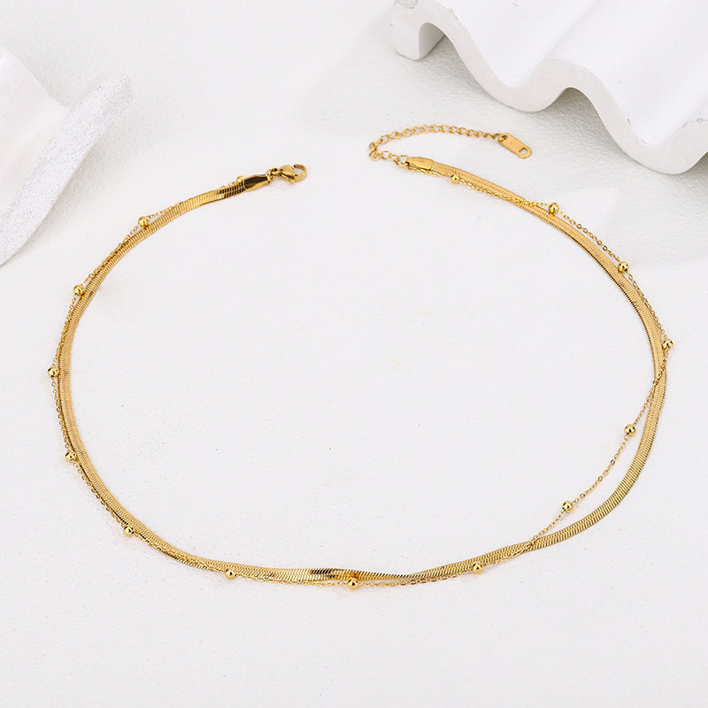 Ion Plating (IP) 18K Gold Plated Geometric Non Tarnish 304 Stainless Steel Necklace