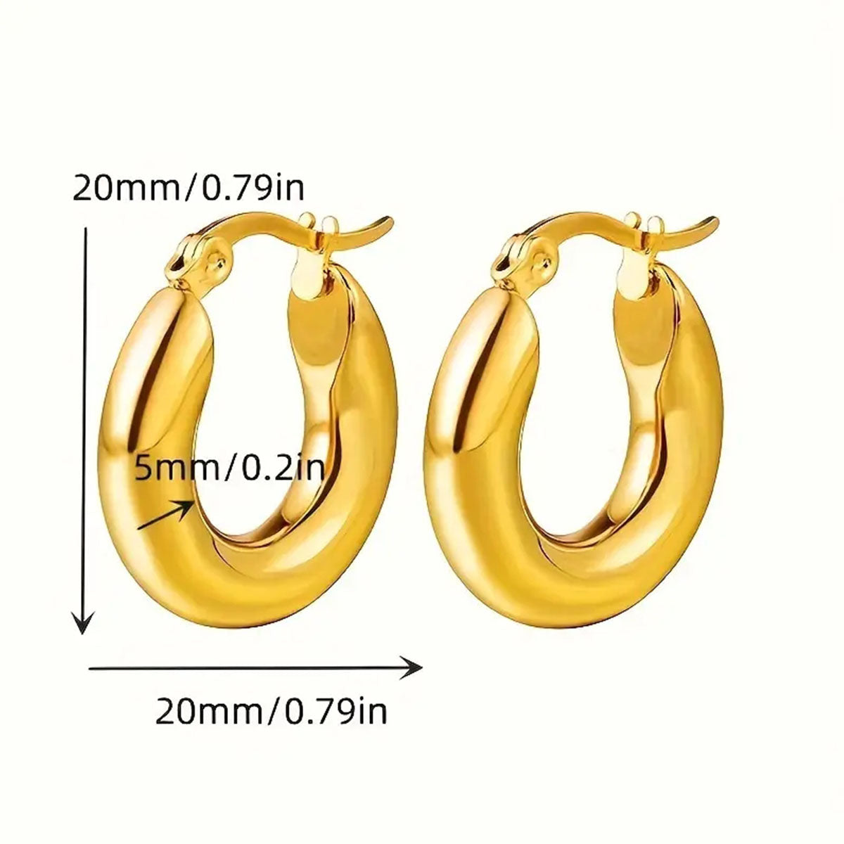 304 Stainless Steel Round Electroplated Stone-Free 18K Gold Plated Simple Style Plating Earrings