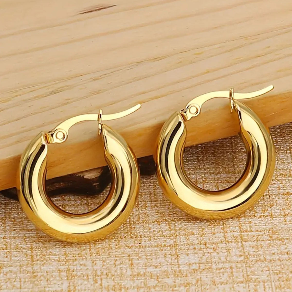 304 Stainless Steel Round Electroplated Stone-Free 18K Gold Plated Simple Style Plating Earrings