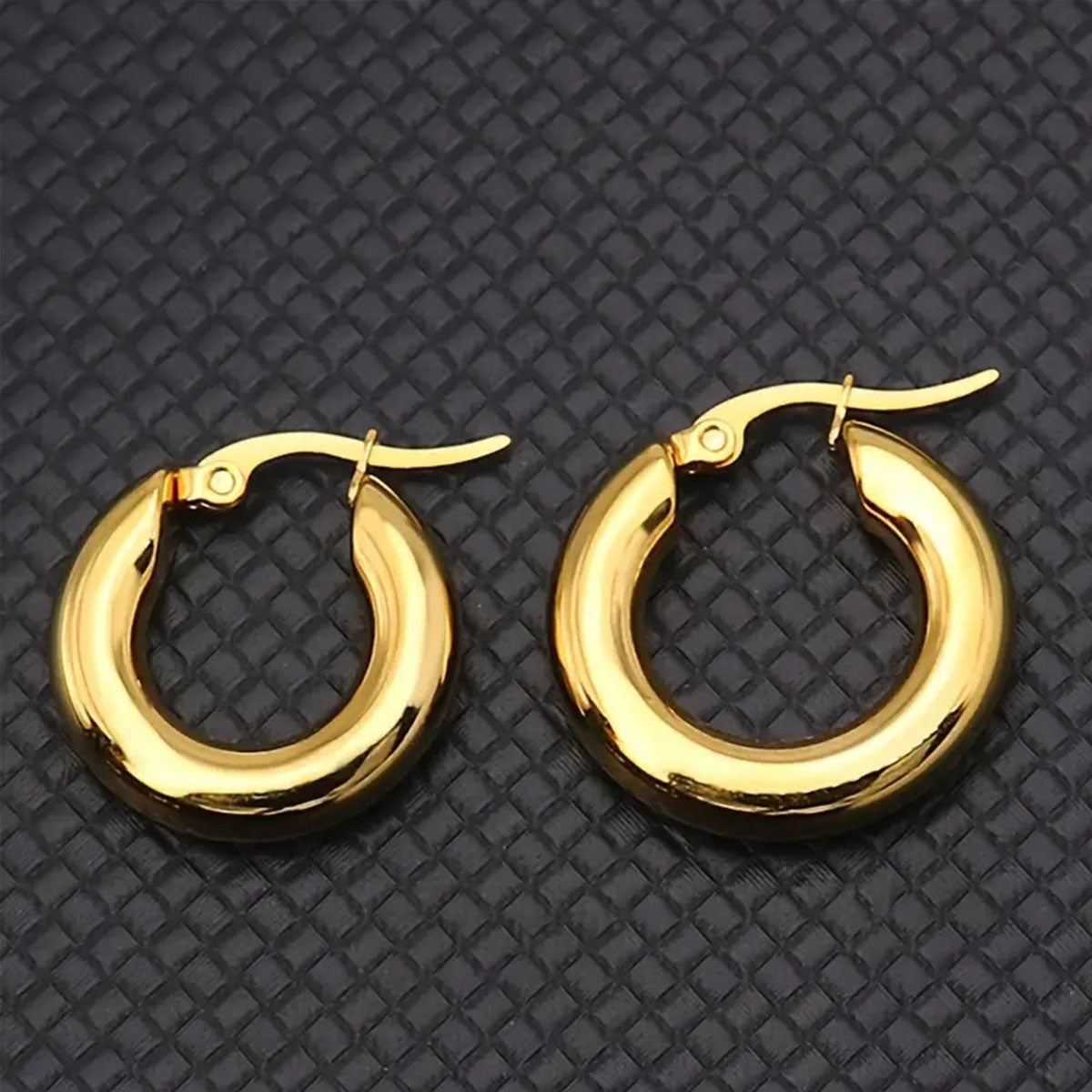 304 Stainless Steel Round Electroplated Stone-Free 18K Gold Plated Simple Style Plating Earrings
