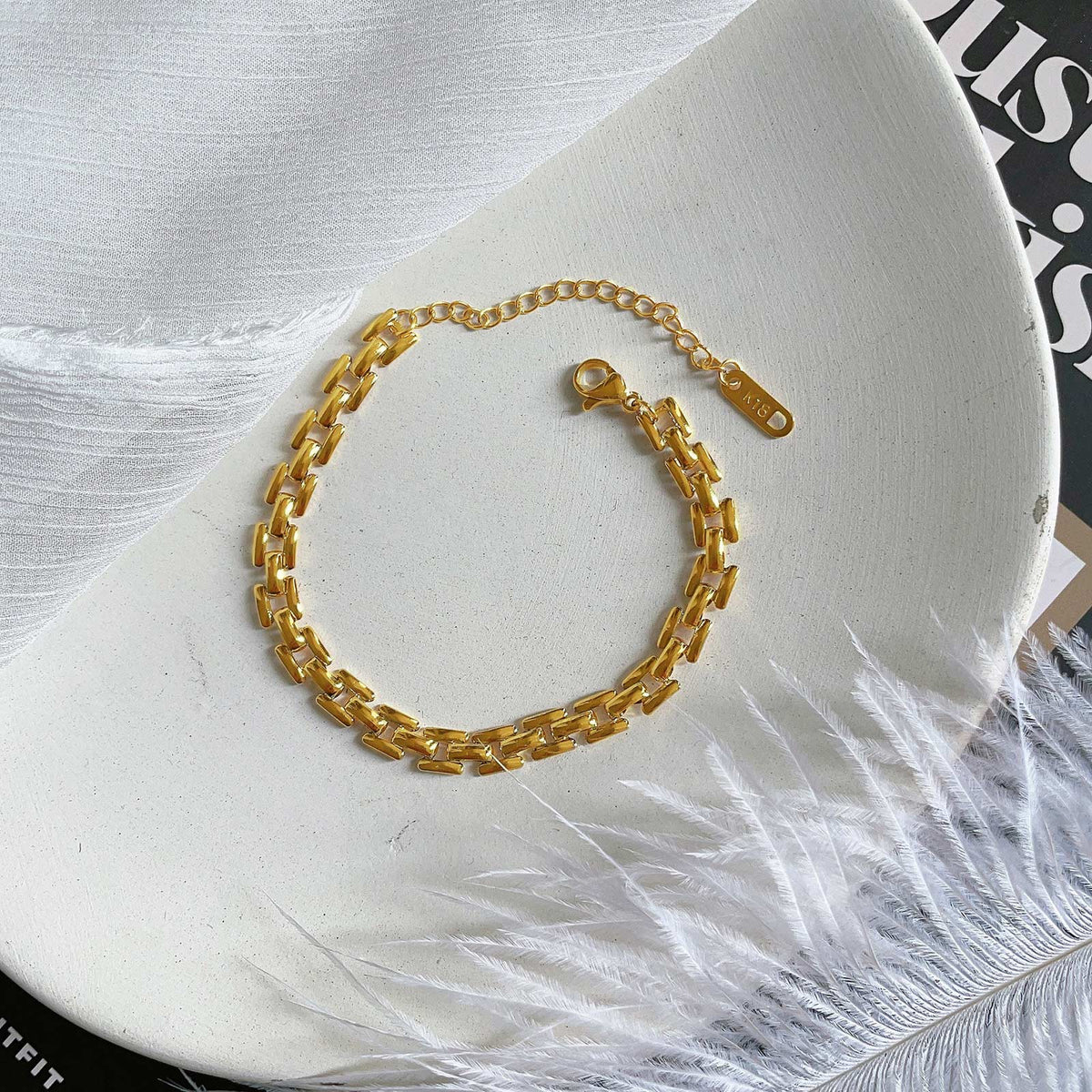 PVD Coated Real Gold Plated 18K Stainless Steel Bracelet.