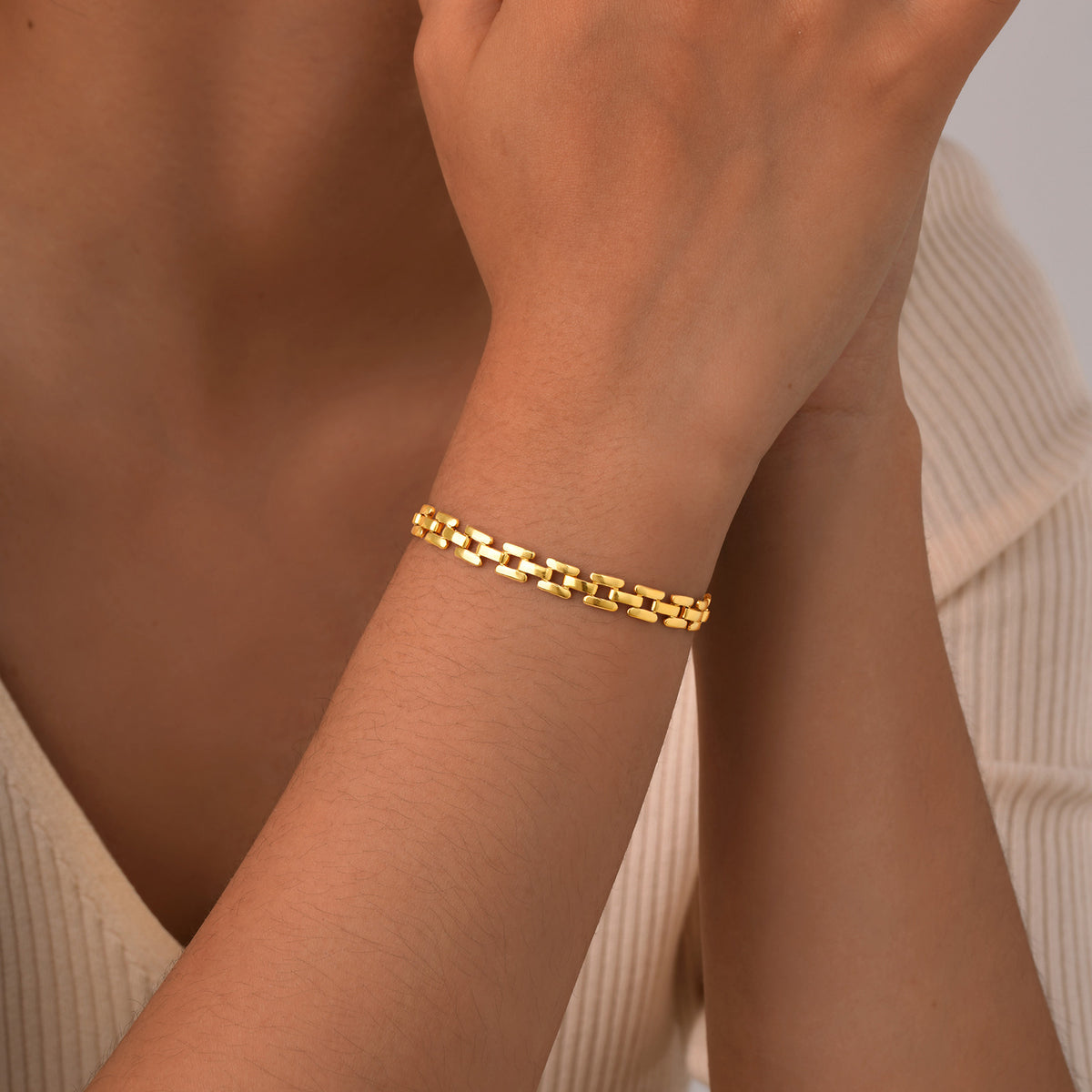 PVD Coated Real Gold Plated 18K Stainless Steel Bracelet.