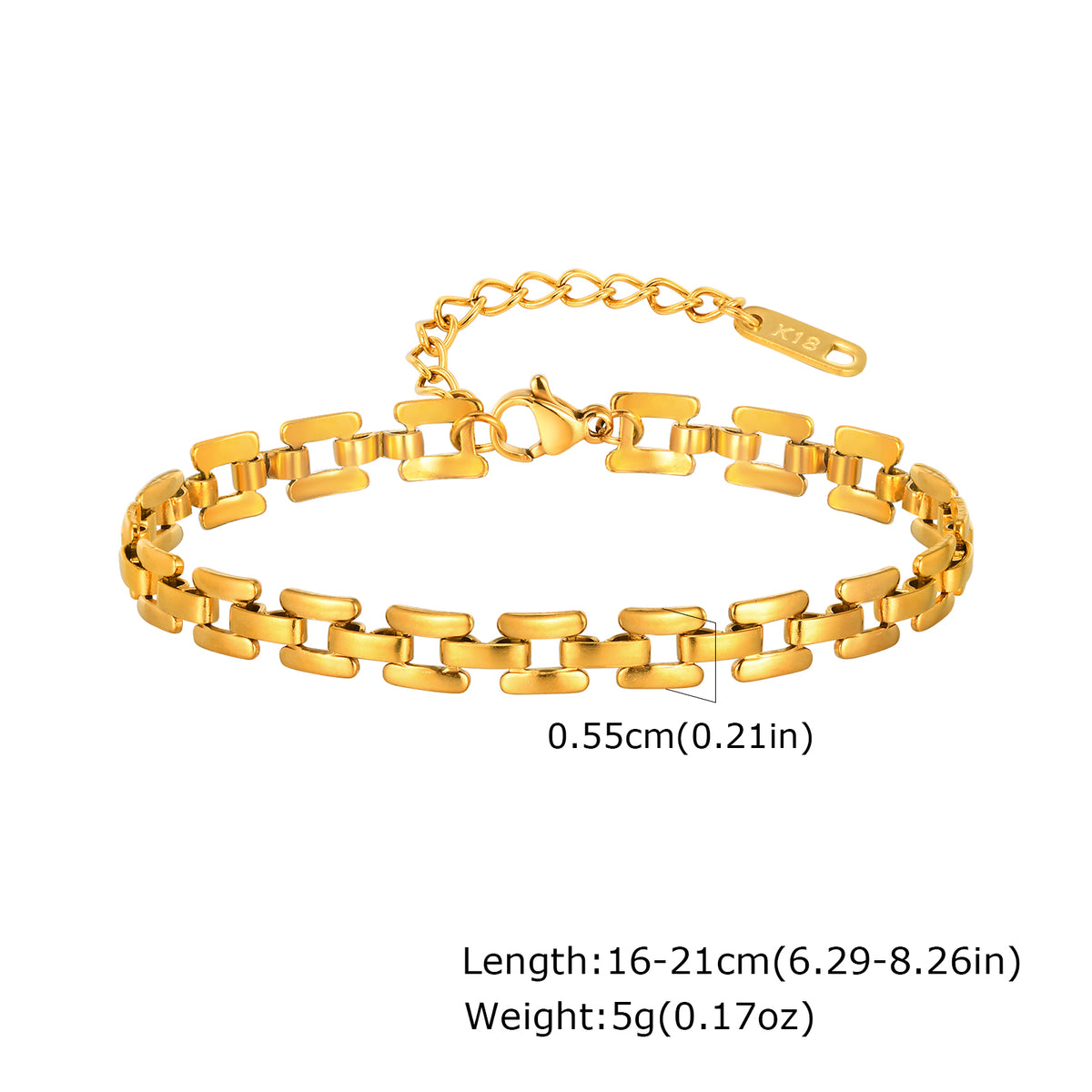 PVD Coated Real Gold Plated 18K Stainless Steel Bracelet.