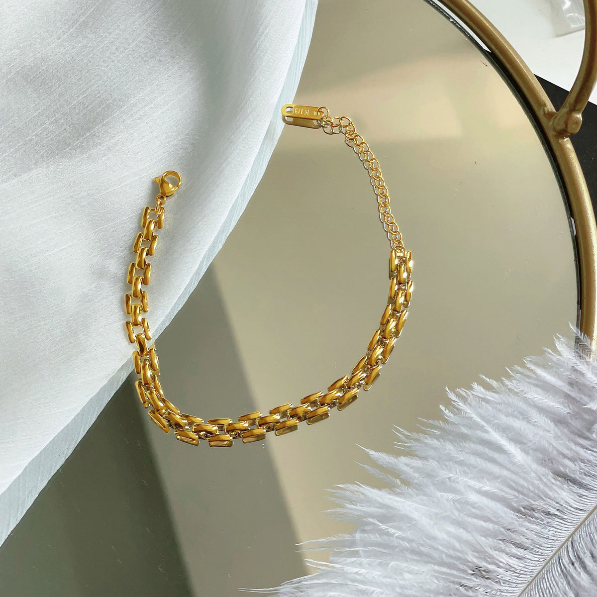 PVD Coated Real Gold Plated 18K Stainless Steel Bracelet.