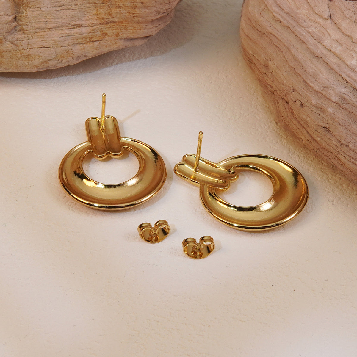 Elegant 304 Stainless Steel Gold Electroplating Ear Studs
