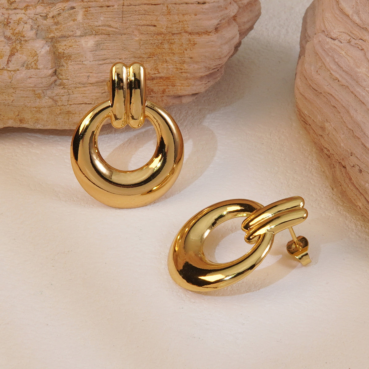 Elegant 304 Stainless Steel Gold Electroplating Ear Studs