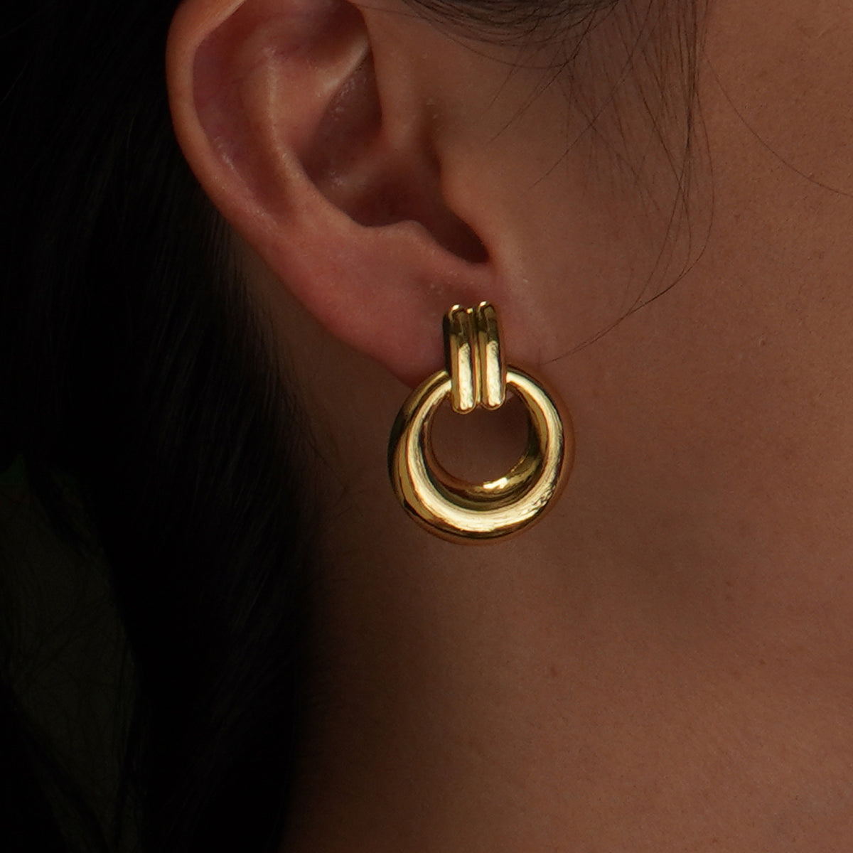 Elegant 304 Stainless Steel Gold Electroplating Ear Studs