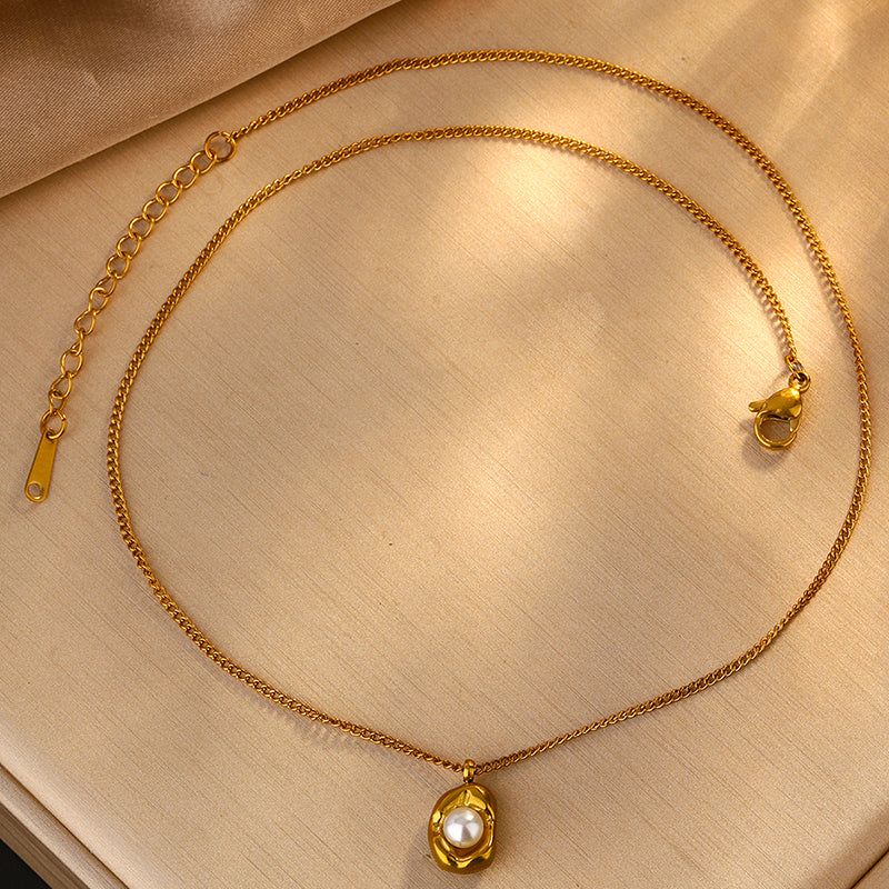 304 Stainless Steel  Ion Plating (IP) Acrylic 18K Gold Plated Waterproof Non Tarnish Plating Inlay Gold Necklace Jewelry Set