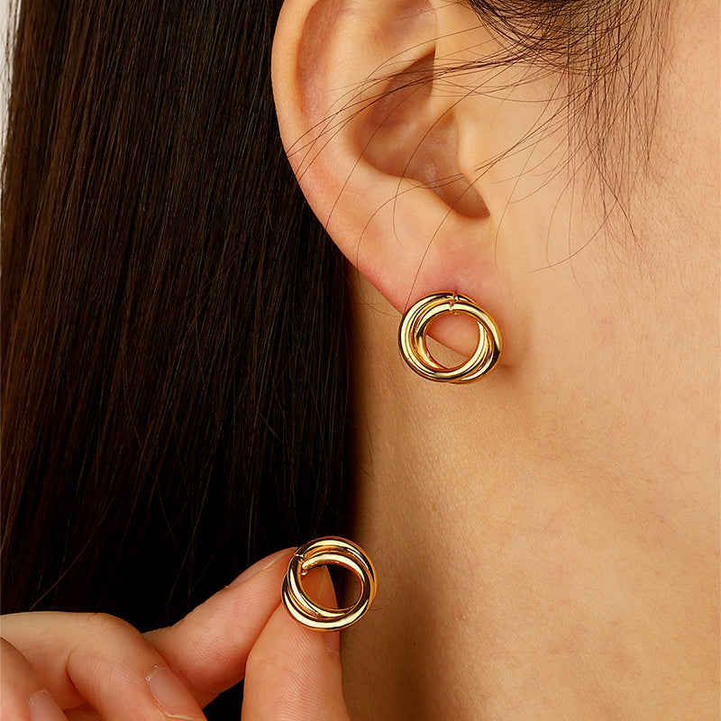 304 Stainless Steel Imitation Gold Electroplating Ear Studs