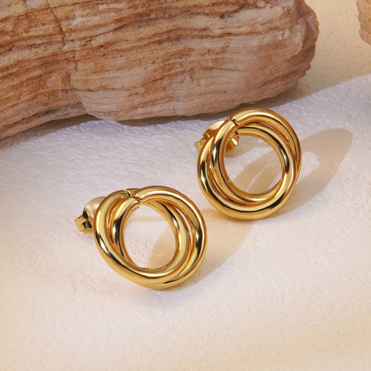 304 Stainless Steel Imitation Gold Electroplating Ear Studs