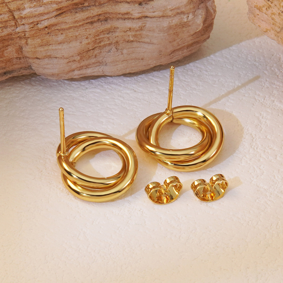 304 Stainless Steel Imitation Gold Electroplating Ear Studs