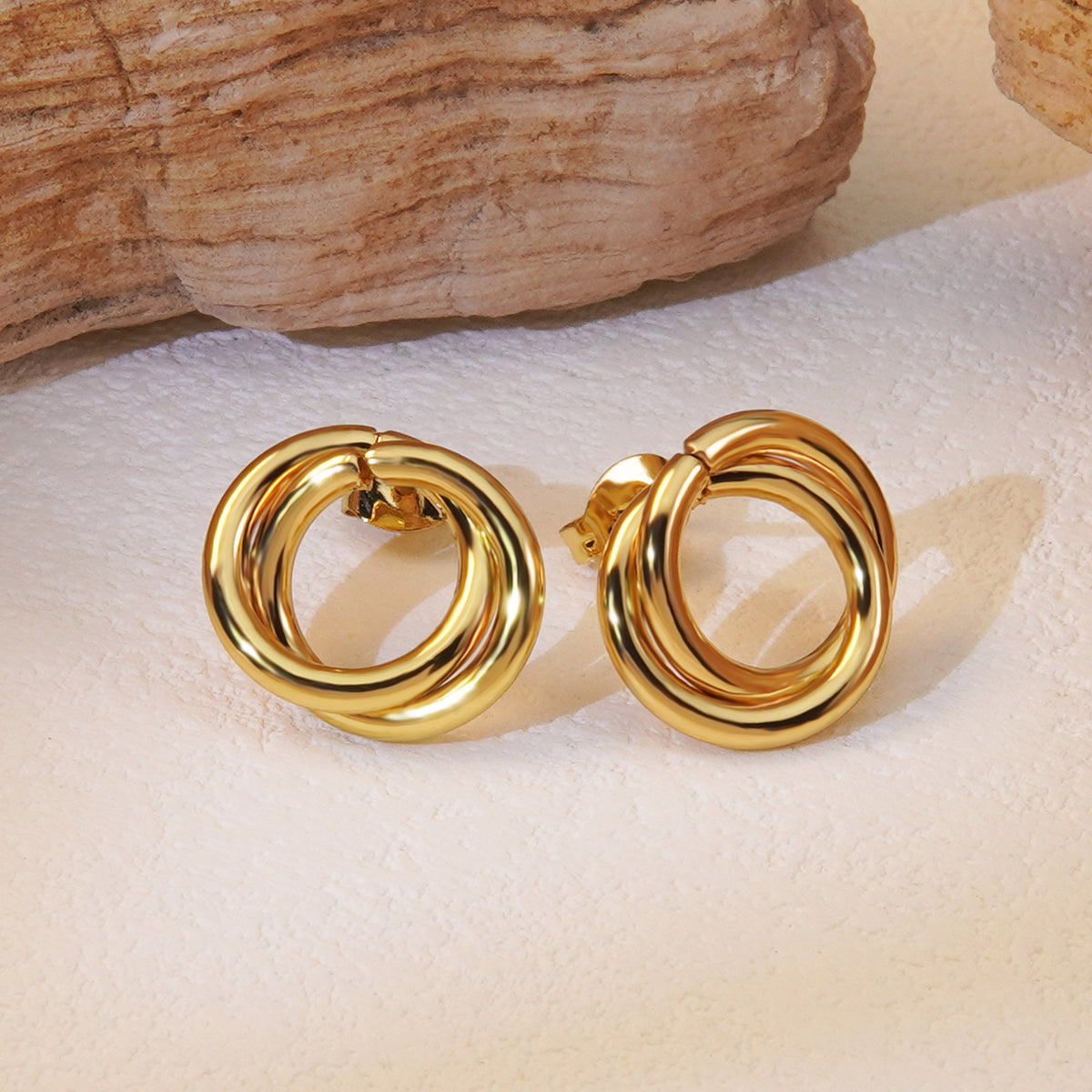 304 Stainless Steel Imitation Gold Electroplating Ear Studs