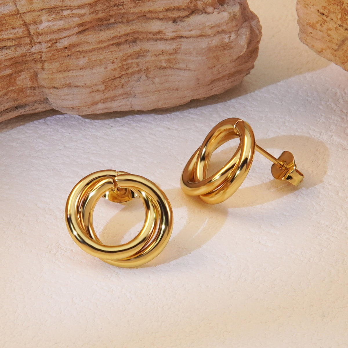 304 Stainless Steel Imitation Gold Electroplating Ear Studs