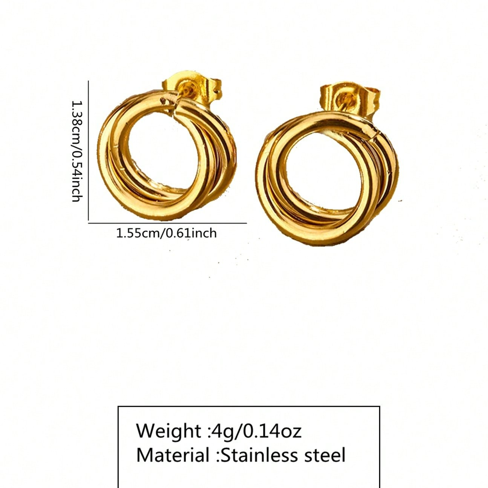 304 Stainless Steel Imitation Gold Electroplating Ear Studs
