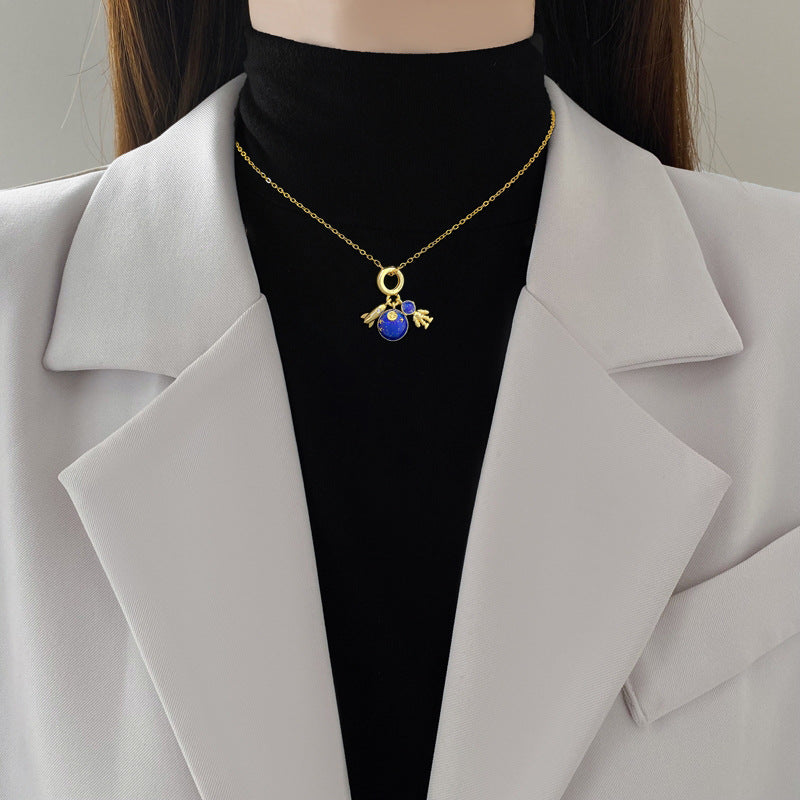 18K Gold  Plated Astronaut Plane Titanium Steel Pendant Necklace