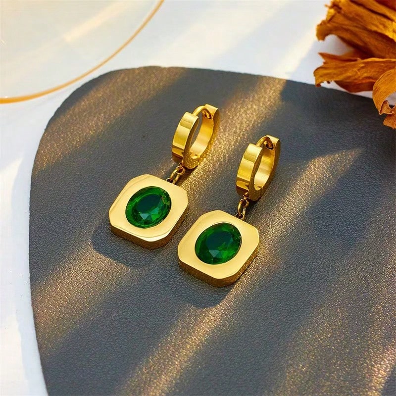 Ion Plating (IP) 18K Real Gold Plated Non Tarnish 316 Stainless Steel Earrings Necklace Jewelry Set