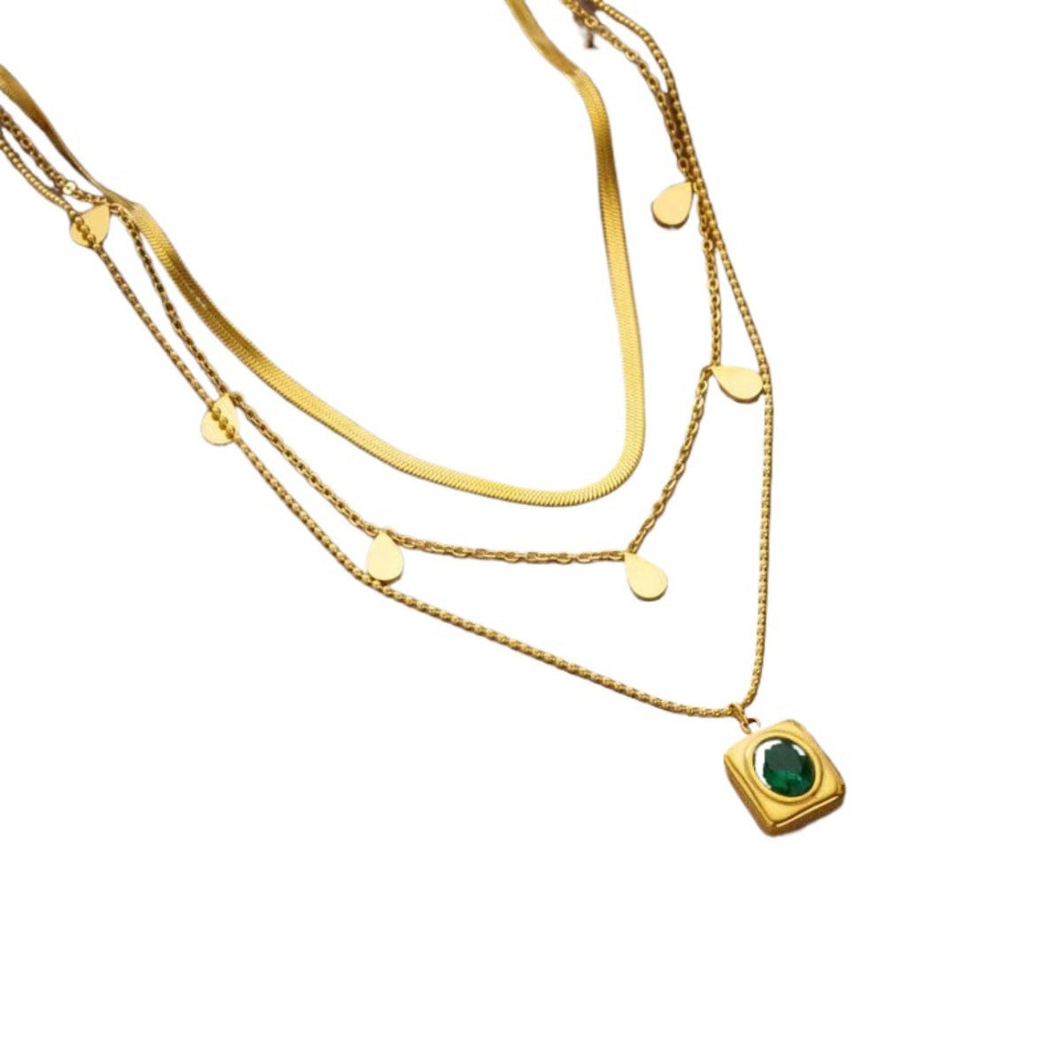 Ion Plating (IP) 18K Real Gold Plated Non Tarnish 316 Stainless Steel Earrings Necklace Jewelry Set