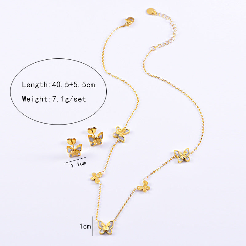 304 Stainless Steel Butterfly PVD Coated 18K Real Gold Plated Cute Waterproof Non Tarnish Jewellery Set