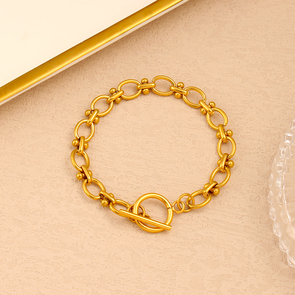 PVD Coated 18K Gold Real Gold Plated Oval 304 Stainless Steel Vacation Waterproof Non Tarnish Jewelry Set