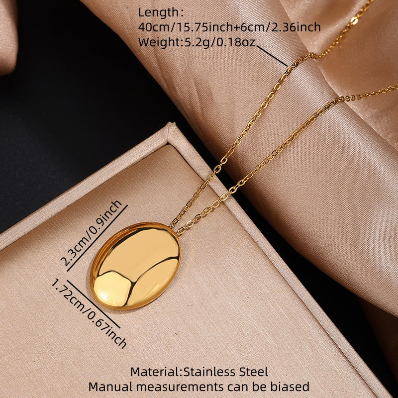 PVD Coated 18K Gold Plated Imitation Geometric Oval 304 Stainless Steel Jewelry Set