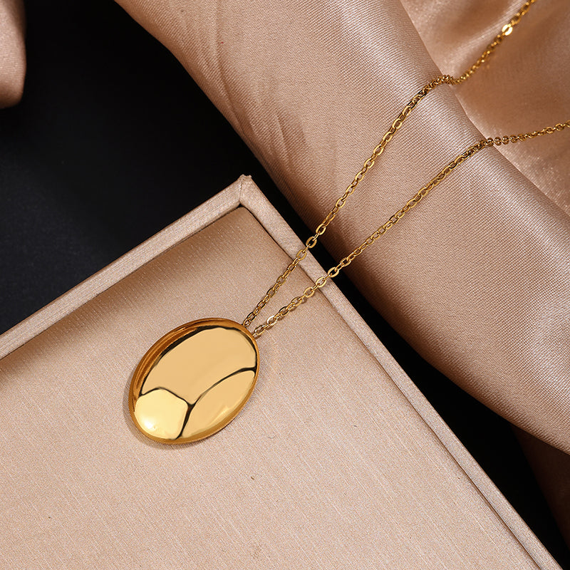 PVD Coated 18K Gold Plated Imitation Geometric Oval 304 Stainless Steel Jewelry Set