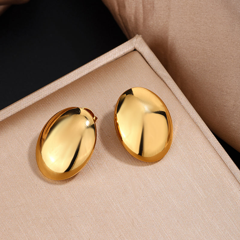 PVD Coated 18K Gold Plated Imitation Geometric Oval 304 Stainless Steel Jewelry Set