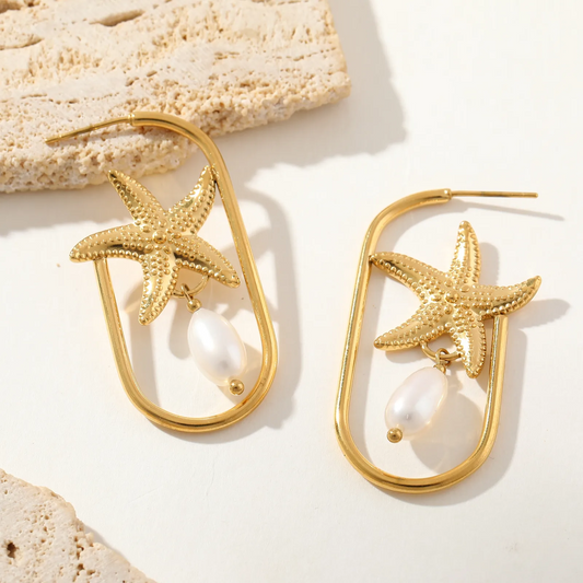 304 Stainless Steel Imitation Pearl Imitation Pearl 18K Gold Plated PVD Coated Ear Studs