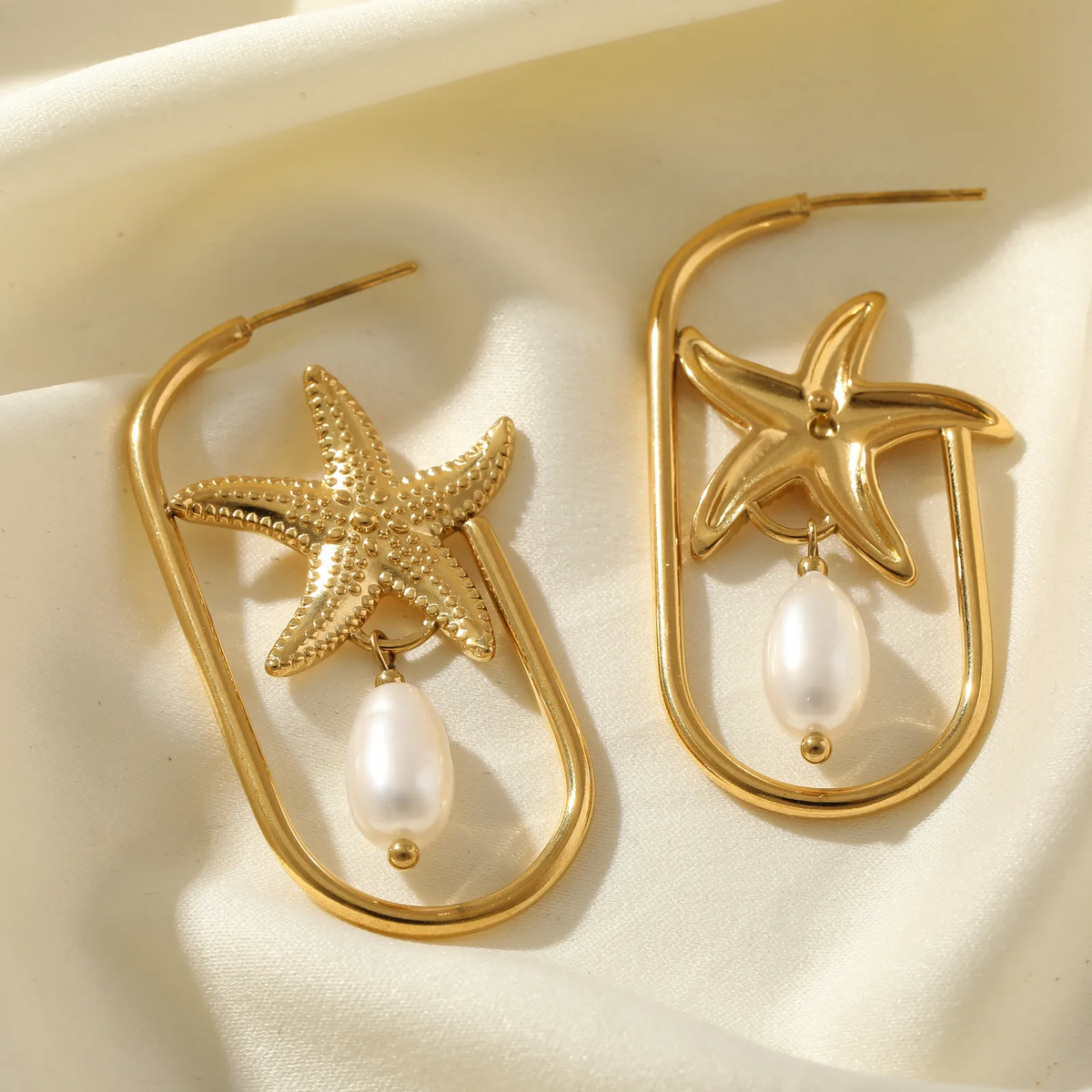 304 Stainless Steel Imitation Pearl Imitation Pearl 18K Gold Plated PVD Coated Ear Studs